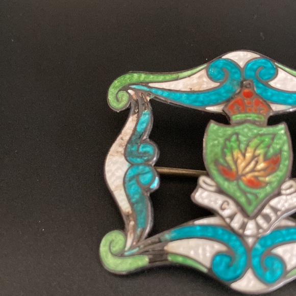 Vintage- Canada Brooch - Cloisonné & Silver - $14 - Picture 3 of 4